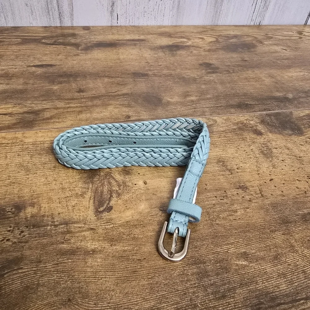 womens light blue braided fashion belt size medium unbranded